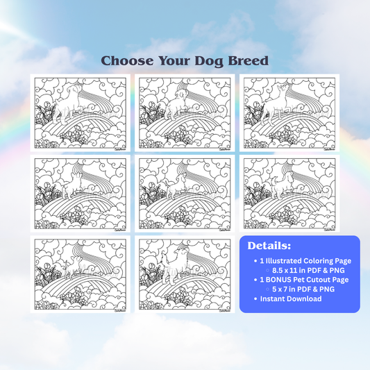 Rainbow Bridge Dogs Coloring Page | Digital Download