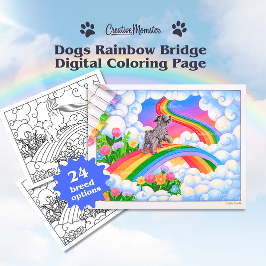 Rainbow Bridge Dogs Coloring Page | Digital Download