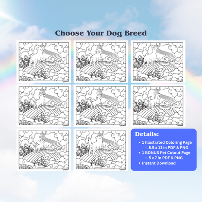 Rainbow Bridge Dogs Coloring Page | Digital Download