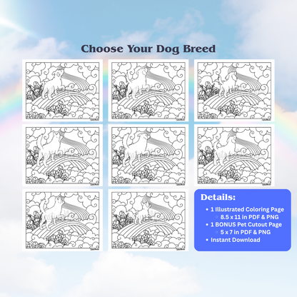 Rainbow Bridge Dogs Coloring Page | Digital Download
