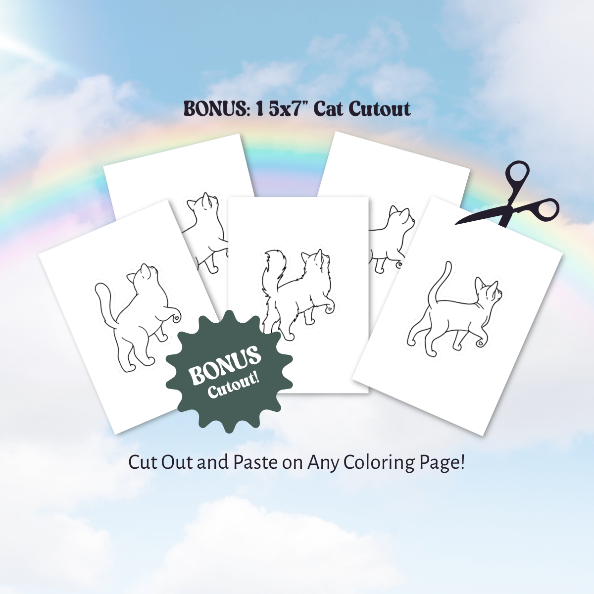 Rainbow Bridge Cat Coloring Page | Digital Download