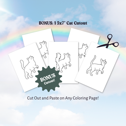 Rainbow Bridge Cat Coloring Page | Digital Download