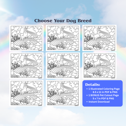 Rainbow Bridge Dogs Coloring Page | Digital Download