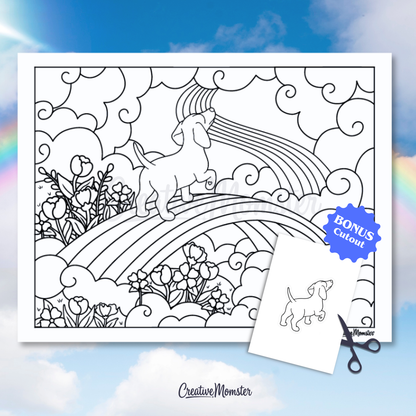 Rainbow Bridge Dogs Coloring Page | Digital Download