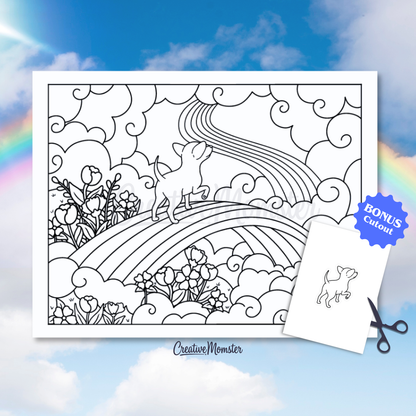 Rainbow Bridge Dogs Coloring Page | Digital Download