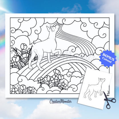 Rainbow Bridge Dogs Coloring Page | Digital Download