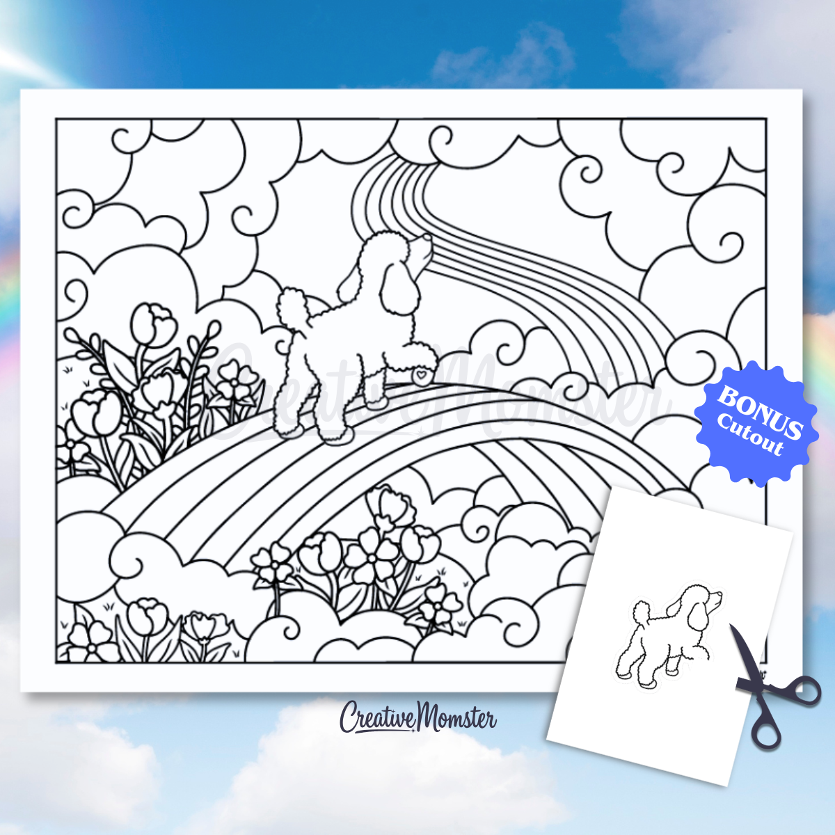 Rainbow Bridge Dogs Coloring Page | Digital Download