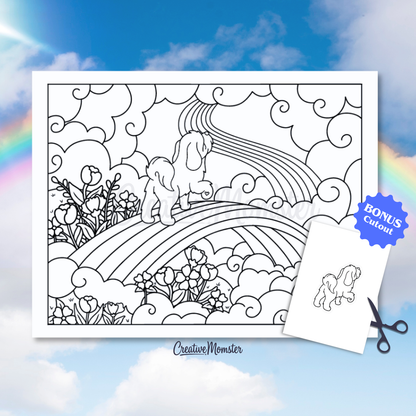 Rainbow Bridge Dogs Coloring Page | Digital Download